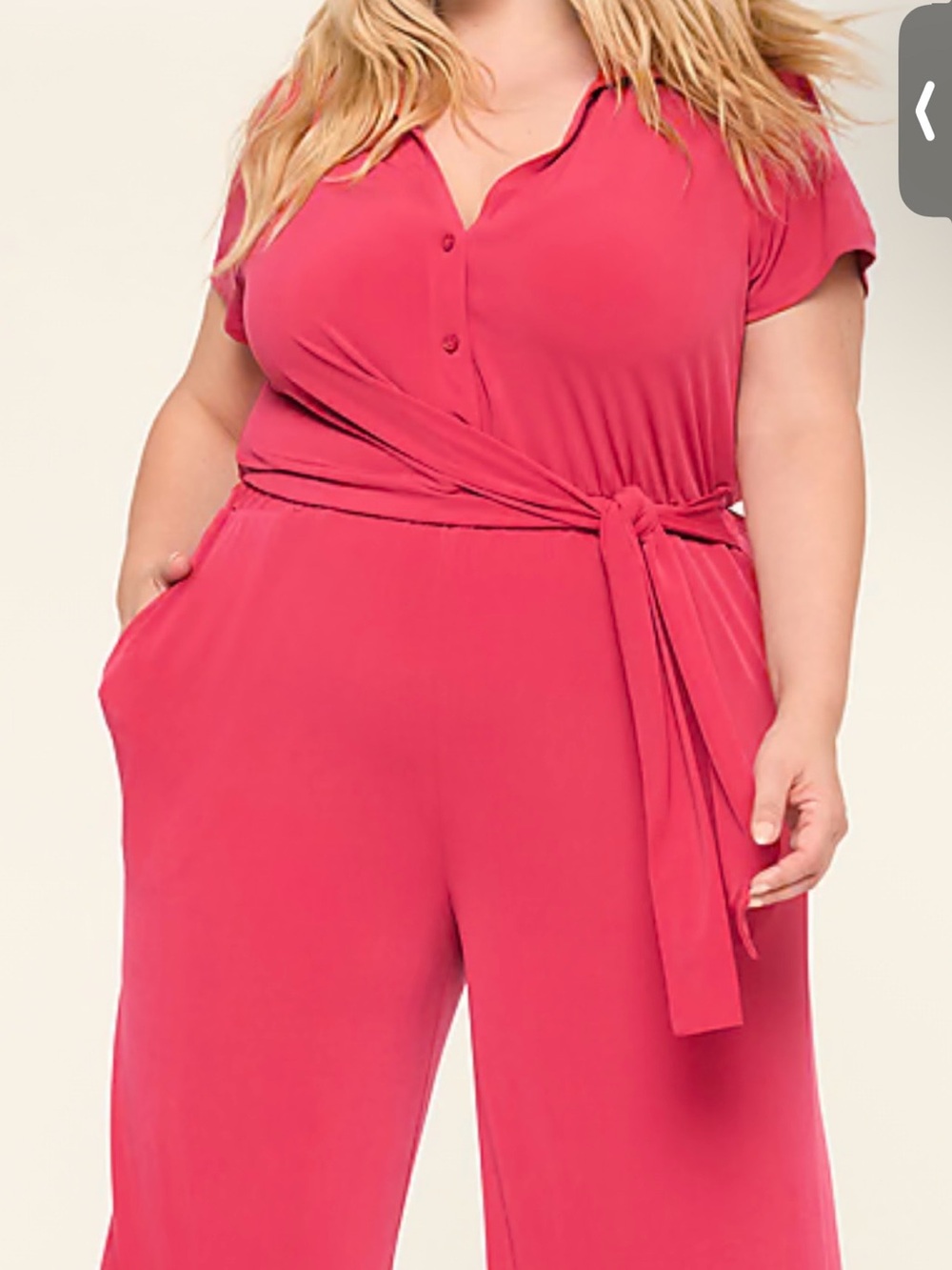 Lane Bryant Wrap-Front Wide-Leg Jumpsuit in Raspberry Pink